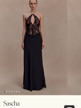 Meshki Sasch Black Lace Halter Dress